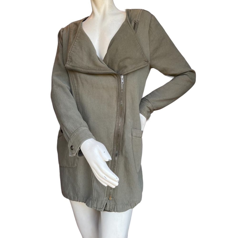 Velvet by Graham & Spencer Green Oversized Moto Style Utility Jacket Medium